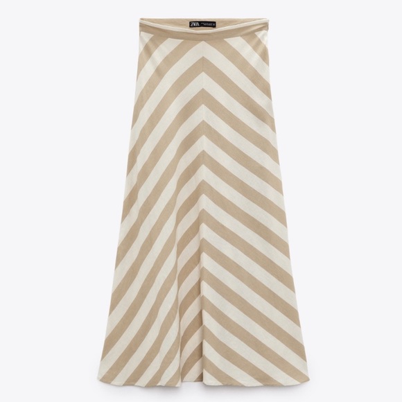 Zara NWT Linen Blend Midi Skirt - Picture 2 of 11